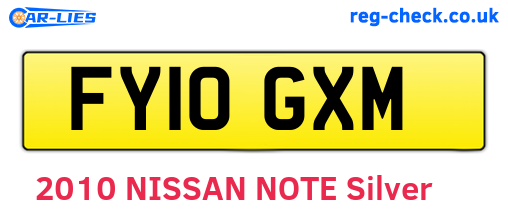 FY10GXM are the vehicle registration plates.