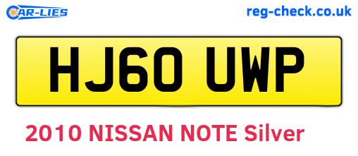 HJ60UWP are the vehicle registration plates.
