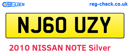 NJ60UZY are the vehicle registration plates.