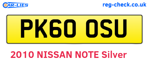 PK60OSU are the vehicle registration plates.