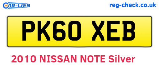 PK60XEB are the vehicle registration plates.