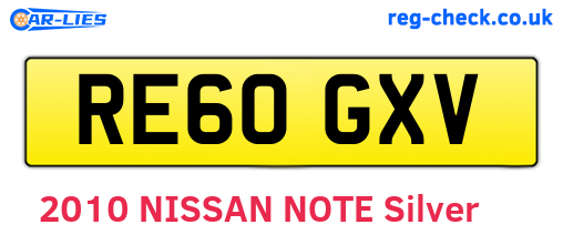 RE60GXV are the vehicle registration plates.