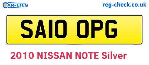 SA10OPG are the vehicle registration plates.