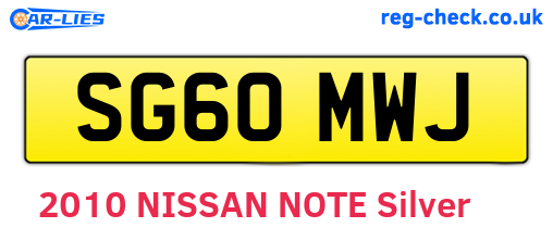 SG60MWJ are the vehicle registration plates.