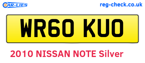 WR60KUO are the vehicle registration plates.