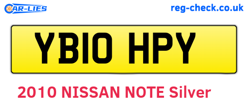 YB10HPY are the vehicle registration plates.