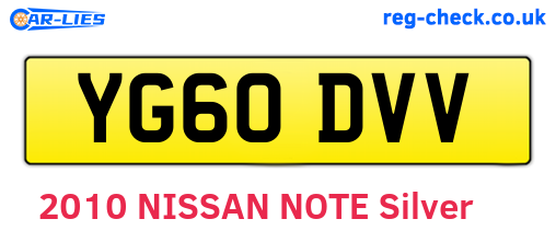 YG60DVV are the vehicle registration plates.