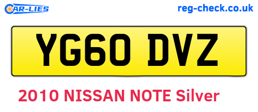YG60DVZ are the vehicle registration plates.