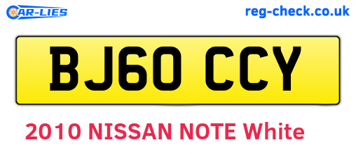 BJ60CCY are the vehicle registration plates.
