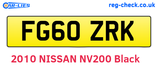 FG60ZRK are the vehicle registration plates.