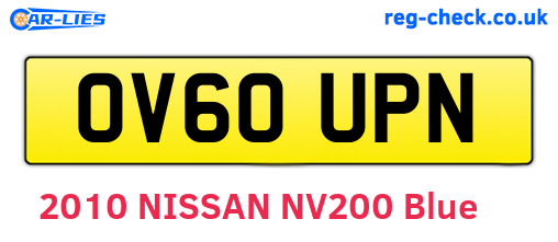 OV60UPN are the vehicle registration plates.