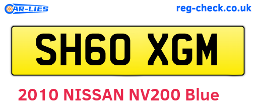 SH60XGM are the vehicle registration plates.