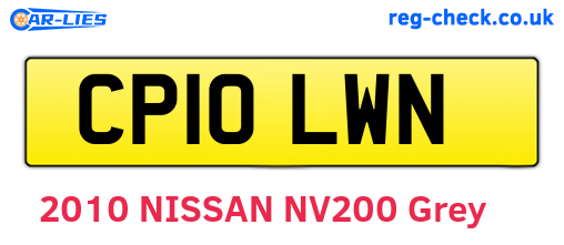 CP10LWN are the vehicle registration plates.