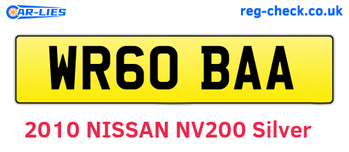 WR60BAA are the vehicle registration plates.