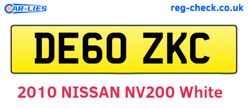 DE60ZKC are the vehicle registration plates.
