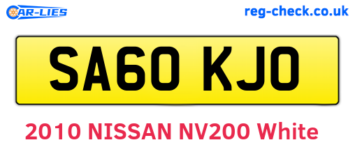 SA60KJO are the vehicle registration plates.