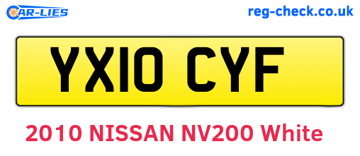 YX10CYF are the vehicle registration plates.