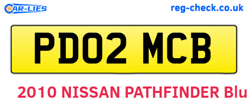 PD02MCB are the vehicle registration plates.