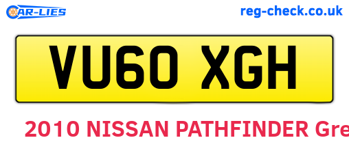VU60XGH are the vehicle registration plates.