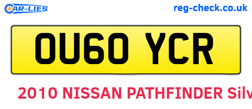 OU60YCR are the vehicle registration plates.