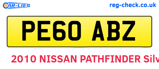 PE60ABZ are the vehicle registration plates.