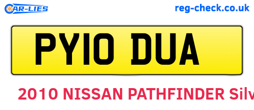 PY10DUA are the vehicle registration plates.