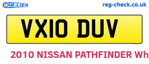 VX10DUV are the vehicle registration plates.