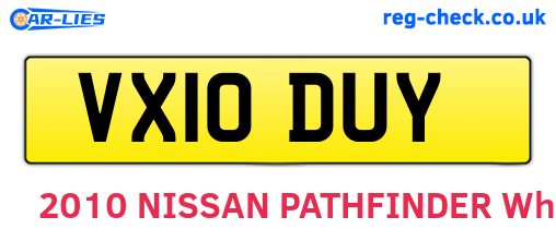 VX10DUY are the vehicle registration plates.