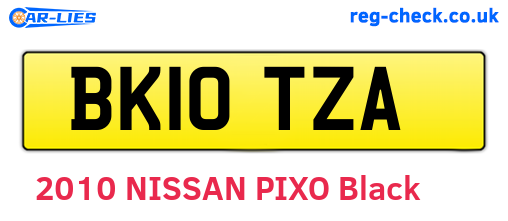 BK10TZA are the vehicle registration plates.