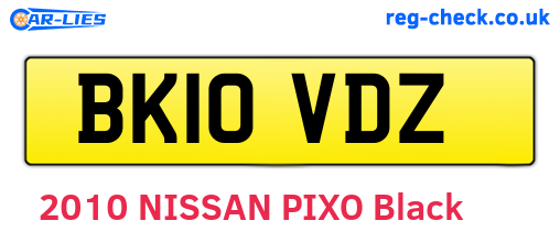 BK10VDZ are the vehicle registration plates.
