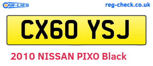 CX60YSJ are the vehicle registration plates.