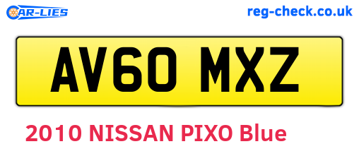 AV60MXZ are the vehicle registration plates.