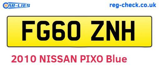 FG60ZNH are the vehicle registration plates.