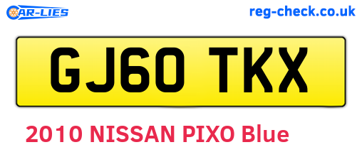 GJ60TKX are the vehicle registration plates.