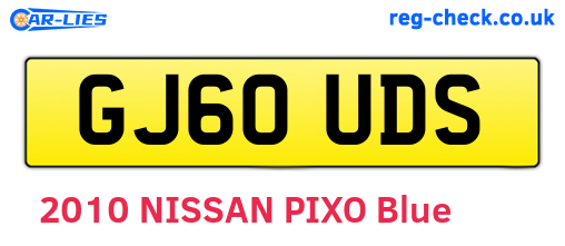 GJ60UDS are the vehicle registration plates.