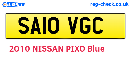 SA10VGC are the vehicle registration plates.