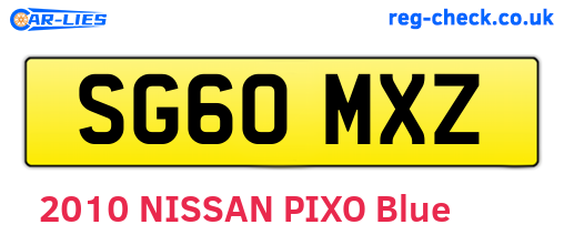 SG60MXZ are the vehicle registration plates.