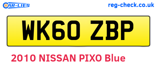 WK60ZBP are the vehicle registration plates.