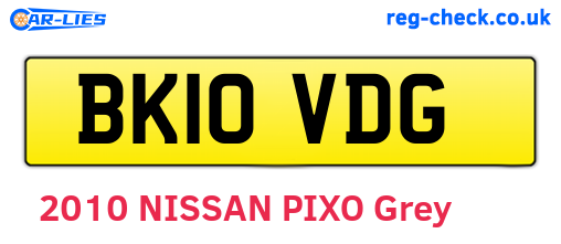 BK10VDG are the vehicle registration plates.