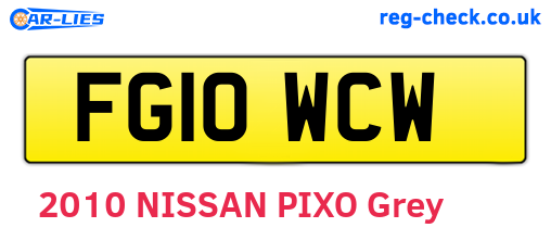 FG10WCW are the vehicle registration plates.
