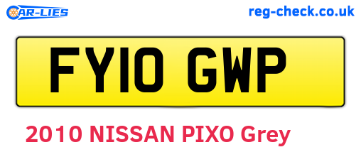FY10GWP are the vehicle registration plates.