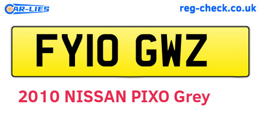 FY10GWZ are the vehicle registration plates.