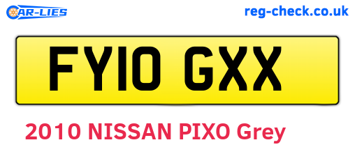 FY10GXX are the vehicle registration plates.