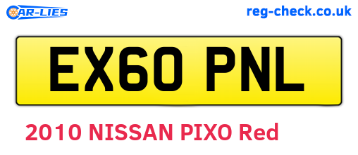 EX60PNL are the vehicle registration plates.