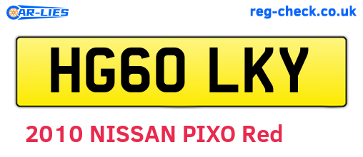 HG60LKY are the vehicle registration plates.