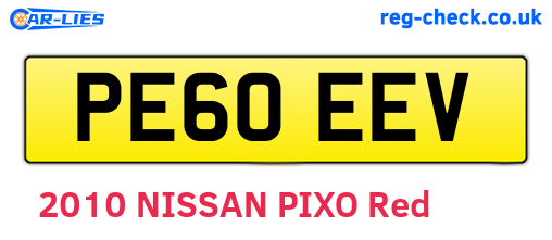 PE60EEV are the vehicle registration plates.