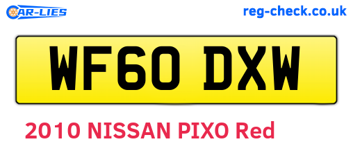 WF60DXW are the vehicle registration plates.