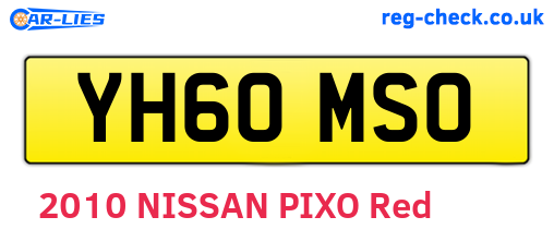 YH60MSO are the vehicle registration plates.