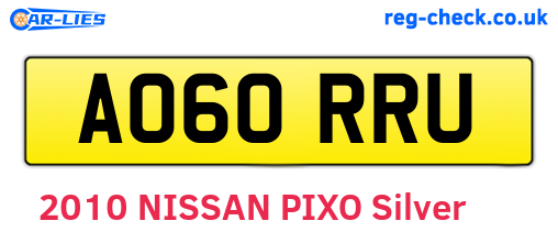 AO60RRU are the vehicle registration plates.