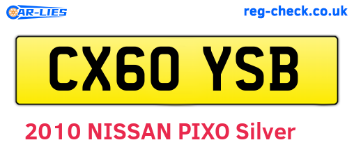 CX60YSB are the vehicle registration plates.